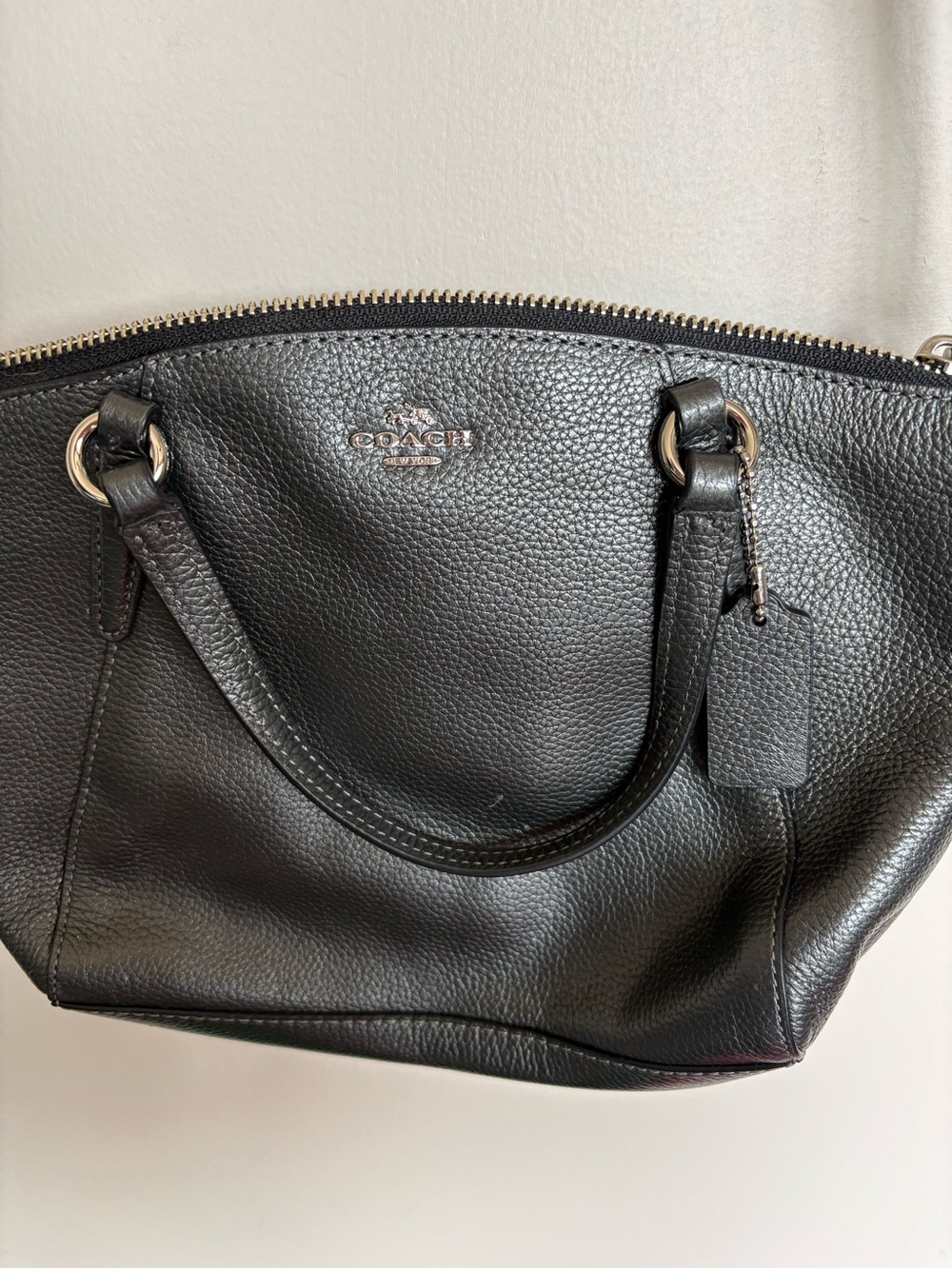 Coach Black Pebbled Leather Crossbody Satchel Bag NWT Silver Hardware F22316 - Picture 2 of 8
